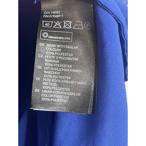 H&M Royal Blue Chiffon High Low Button Collared Sleeveless Round Hem Sheer Mesh - Picture 3 of 4